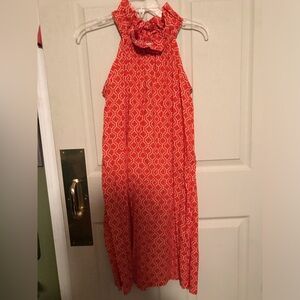 Goegeous Orange & White Halter Neck Dress Custom Made p2p 19”